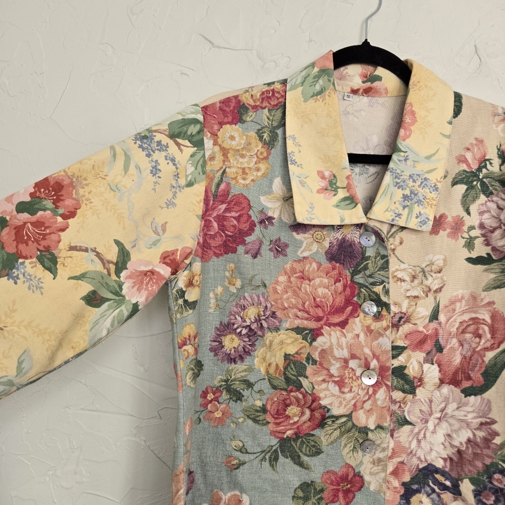 Vintage Cabbage Rose Patchwork Cottagecore Top Ja… - image 5